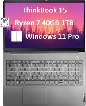 Lenovo ThinkBook 15 Business Laptop (15.6" FHD Anti-Glare, 40GB RAM, 1TB SSD, AMD Ryzen 7 5825U (> i7-1165G7)), FHD Webcam w/ Shutter, Military Grade, Fingerprint, Ethernet, Win 11 Pro, Grey