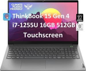 Lenovo ThinkBook 15 Gen 4 Business Laptop (15.6" IPS FHD Touchscreen, Intel 10-Core i7-1255U, 16GB RAM, 512GB SSD), FHD Webcam, Narrow Bezel, Backlit, Fingerprint, Thunderbolt 4, Win 11 Pro, Grey