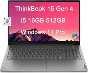 Lenovo ThinkBook 15 Gen 4 Business Laptop (15.6" FHD Anti-glare, Intel 10-Core i5-1235U, 16GB RAM, 512GB SSD), Narrow Bezel, Fingerprint, 1080p Webcam, Thunderbolt 4, Win 11 Pro w/AI Copilot, Grey