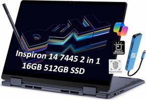 Dell Inspiron 14 2-in-1 Laptop (14" FHD+ Touchscreen, AMD Ryzen 5 8640HS (> i7-1255U),16GB RAM, 512GB SSD, Pen) AI Copilot PC for Creator, Designer, Student, IST Hub, Backlit, Fingerprint, Win 11 Pro