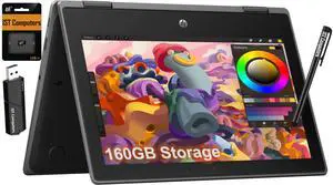 HP Chromebook X360 11 Pro Fortis 2-in-1 Touchscreen (11.6", Intel Processor, 4GB RAM, 160GB Storage), Ruggedized & Spill-Resistant Convertible Students & Education Laptop, IST Pen, Webcam, Chrome OS
