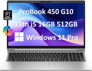 HP ProBook 450 G10 Business Laptop (15.6" FHD Anti-Glare, Intel 10-Core i5-1334U, 16GB RAM, 512GB SSD, (Beats i7-1255U)) Backlit KB, Webcam, Ethernet, Wi-Fi 6E, Win 11 Pro w/ Copilot, Silver