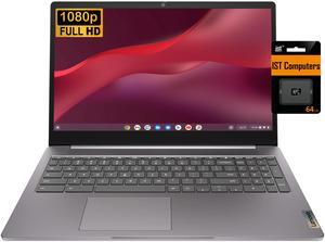 Lenovo Chromebook 15 (15.6" FHD Display, 4GB RAM, 128GB Storage (64GB eMMC + 64GB SD Card) 2TB Cloud Storage, Intel Celeron), Home & Student Laptop, Webcam, Wi-Fi 6, 10-Hr Long Battery Life, Chrome OS
