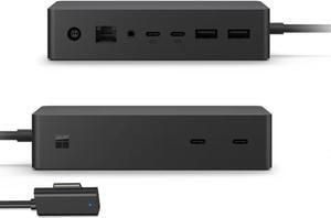 Microsoft Surface Dock 2, 9-in-1 Docking Station with Max 199W Power Supply, Dual Monitors 4K Display, Ethernet, 4X USB-C, Compatible Surface Pro 8 9 X 10 11 / Go 3 4 / Book 2 3 / Laptop 4 5 6 7