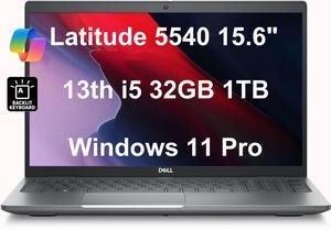Dell Latitude 5540 5000 Business Laptop (15.6" FHD, Intel 10-Core i5-1345U vPro, 32GB RAM, 1TB SSD) Backlit, 1080p FHD IR Webcam, 2 x Thunderbolt 4, Wi-Fi 6E, Ethernet, Win 11 Pro w/AI Copilot, Gray
