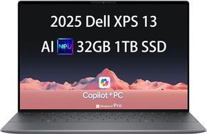 2025 Dell XPS 13 9345 Laptop, Copilot+ AI PC (13.4" FHD+ 120Hz, Qualcomm 12-Core Snapdragon X Elite, 32GB 8848MT/s RAM, 1TB SSD), Thin & Light, 27 Hours Battery Life, IR Webcam, Wi-Fi 7, Win 11 Pro