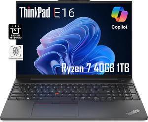 Lenovo ThinkPad E16 Business Laptop (16" FHD+ Display, AMD Ryzen 7 7735U (Beat i7-1255U), 40GB RAM, 1TB SSD) Fingerprint, Backlit, FHD Webcam, Wi-Fi, Ethernet, Win 11 Pro, Black