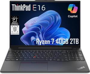 Lenovo ThinkPad E16 Business Laptop (16" FHD+ Display, AMD Ryzen 7 7735U (Beat Intel i7-1255U), 40GB RAM, 2TB SSD) Fingerprint, Backlit, FHD Webcam, Wi-Fi, Ethernet, Win 11 Pro, Black