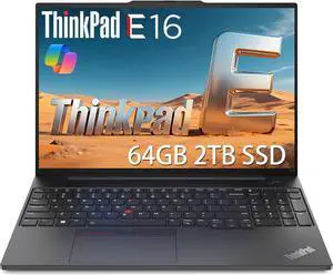 Lenovo ThinkPad E16 Gen 2 Business Laptop (16" FHD+ Anti-glare, AMD Ryzen 5 7535U (> Intel i7-1360P), 64GB DDR5, 2TB SSD) Fingerprint, Backlit, RGB Webcam, Wi-Fi, RJ-45, Win 11 Pro w/ AI Copilot