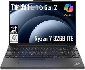 Lenovo ThinkPad E16 Gen 2 Business Laptop (16" FHD+ Anti-Glare, AMD Ryzen 7 7735HS (> i7-1255U), 32GB DDR5 RAM, 1TB SSD) Backlit, Fingerprint, 1080p Webcam, Wi-Fi, Ethernet, Win 11 Pro w/ AI Copilot