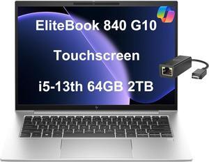 HP EliteBook 840 G10 Business Laptop (14" FHD+ Touchscreen, Intel 10-Core i5-1335U (Beat i7-1255U), 64GB DDR5 RAM, 2TB SSD) Backlit KB, Fingerprint, 5MP IR Webcam, Wolf Security, Win 11 Pro w/ Copilot