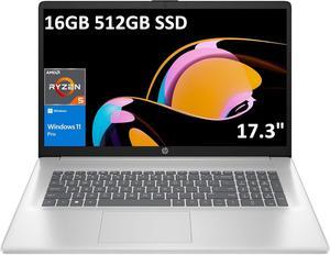 HP 17 Laptop (17.3" FHD Anti-Glare, AMD Ryzen 5 7430U, 16GB RAM, 512GB SSD, 6-Core (> i7-1165G7)), for Business, Enterprise, Students, Long Battery Life, Webcam, Fast Charge, Win 11 Pro w/AI Copilot
