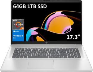 HP 17 Laptop (17.3" FHD Anti-Glare, AMD Ryzen 5 7430U, 64GB RAM, 1TB SSD, 6-Core (> i7-1165G7)), for Business, Enterprise, Students, Long Battery Life, Webcam, Fast Charge, Win 11 Pro w/AI Copilot