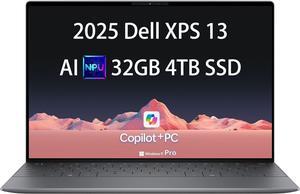 2025 Dell XPS 13 9345 Laptop, Copilot+ AI PC (13.4" FHD+ 120Hz, Qualcomm 12-Core Snapdragon X Elite, 32GB 8848MT/s RAM, 4TB SSD), Thin & Light, 27 Hours Battery Life, IR Webcam, Wi-Fi 7, Win 11 Pro