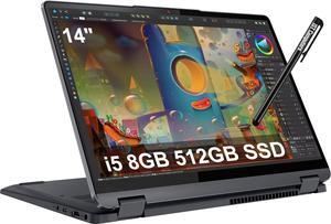 Lenovo IdeaPad Flex 5i 2-in-1 Laptop (14" FHD+ Touchscreen, Intel Core i5-1235U, 8GB RAM, 512GB SSD) Convertible, Fingerprint, Backlit, 1080p Webcam, 9-Hr Battery Life, IST Pen, Win 11 Home S Mode