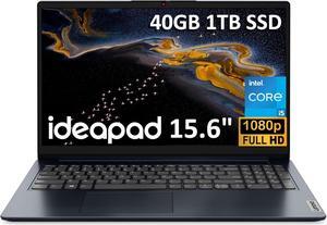 Lenovo IdeaPad 1 (15.6" FHD Anti-Glare, Intel Core i5-1235U (> i7-1165G7), 40GB RAM, 1TB SSD), Laptop for Home, Student, Business, Webcam w/ Shutter, 10-Hour Long Battery Life, Win 11 Home in S Mode