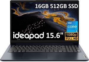 Lenovo IdeaPad 1 (15.6" FHD Anti-Glare, Intel Core i5-1235U (> i7-1165G7), 16GB RAM, 512GB SSD), Laptop for Home, Student, Business, Webcam w/ Shutter, 10-Hour Long Battery Life, Win 11 Home in S Mode