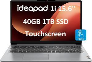 Lenovo IdeaPad 15.6" FHD Touchscreen Laptop (40GB RAM, 1TB SSD, Intel 6-Core i3-1215U (> i5-1135G7)), Narrow Bezel, Webcam, 10-Hour Long Battery Life, Wi-Fi 6, Win 11 Home S Mode, Cloud Grey