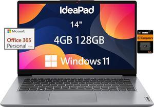 Lenovo IdeaPad Ultra Light Laptop for Student & Home (14" Anti-Glare, Intel Dual Core Processor, 4GB RAM, 128GB Storage (64GB+ 64GB SD)), 1 Year Office 365, Webcam, Wi-Fi 6, Win 11 Home in S, Grey