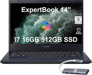 ASUS ExpertBook Thin & Light Business Laptop (14" FHD, Intel Core i7, 16GB RAM, 512GB PCIe SSD) for Small Business, Traveling, Engineering, Backlit Keyboard, IST Hub, Win 11 Pro w/AI Copilot, Black