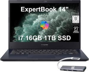 ASUS ExpertBook Thin & Light Business Laptop (14" FHD, Intel Core i7, 16GB RAM, 1TB PCIe SSD) for Small Business, Traveling, Engineering, Backlit Keyboard, Win 11 Pro w/AI Copilot, Black