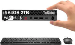 Lenovo ThinkStation P3 Tiny Workstation Desktop (Intel 14-Core i5-14500 vPro (> i7-13700), 64GB DDR5 RAM, 2TB SSD), Mini Business PC, Keyboard, Mouse, Ethernet, Wi-Fi, HDMI, Display Port, Win 11 Pro