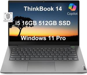 Lenovo ThinkBook 14 Business Laptop (14" FHD Anti-Glare, Intel 10-Core i5-1235U, 16GB RAM, 512GB PCIe SSD), Fingerprint Reader, Ethernet(RJ-45), Webcam, Windows 11 Pro w / AI Copilot, Grey