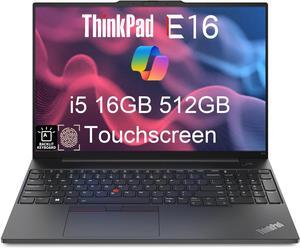 Lenovo ThinkPad E16 Business Laptop (16" FHD+ Touchscreen, Intel 13th Gen 10-Core i5-1335U, 16GB RAM, 512GB SSD), Backlit Keyboard, Fingerprint, FHD Webcam, Ethernet, Wi-Fi 6, Win 11 Pro, Black