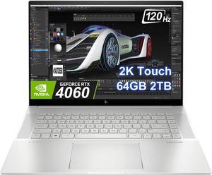 HP Envy 16 Laptop For Creator, Designer (16" 2K Touchscreen 120Hz, NVIDIA GeForce RTX 4060 8GB, Intel 14-Core i7-13700H, 64GB DDR5 RAM, 2TB SSD), Backlit KB, 100% sRGB, IR Webcam, Win 11 Pro, Sliver