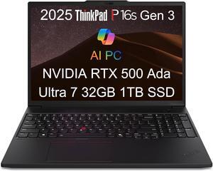 Lenovo ThinkPad P16s Gen 3 Mobile Workstation Laptop (16" FHD+, Intel 16-Core Ultra 7 155H, 32GB DDR5, 1TB SSD, NVIDIA RTX 500 Ada), AI PC for Designer, Engineer, 3-Year WRT, 5MP IR Webcam, Win 11 Pro