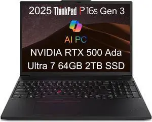 Lenovo ThinkPad P16s Gen 3 Mobile Workstation Laptop (16" FHD+, Intel 16-Core Ultra 7 155H, 64GB DDR5, 2TB SSD, NVIDIA RTX 500 Ada), AI PC for Designer, Engineer, 3-Year WRT, 5MP IR Webcam, Win 11 Pro