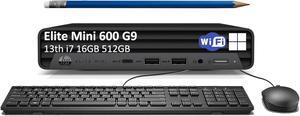HP Elite Mini 600 G9 Business Desktop (Intel 16-Core i7-13700T, 16GB DDR5 RAM, 512GB PCle SSD) Tiny Mini PC, Type-C, IST Keyboard, Mouse, DisplayPort, WiFi 6E, Ethernet, Bluetooth 5, Win 11 Pro, Black HP Elite Mini 600 G9 Business Desktop (Intel 16-Core i7-13700T, 16GB DDR5 RAM, 512GB PCle SSD) Tiny Mini PC, Type-C, IST Keyboard, Mouse, DisplayPort, WiFi 6E, Ethernet, Bluetooth 5, Win 11 Pro, Black