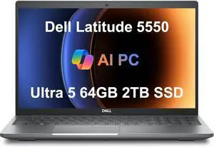 Dell Latitude 5550 Business Laptop (15.6" FHD Anti-Glare, Intel 12-Core Ultra 5 125U (Beat i7-1355U), 64GB DDR5 RAM, 2TB SSD) Backlit, FHD RGB Webcam, Thunderbolt 4, Ethernet, Win 11 Pro, 2025 AI PC