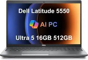 Dell Latitude 5550 Business Laptop (15.6" FHD Anti-Glare, Intel 12-Core Ultra 5 125U (Beat i7-1355U), 16GB DDR5 RAM, 512GB SSD) Backlit, FHD RGB Webcam, Thunderbolt 4, Ethernet, Win 11 Pro, 2025 AI PC