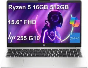 HP 255 G10 Business Laptop (15.6" FHD IPS Anti-glare, AMD Ryzen 5 7530U (> i7-1165G7), 16GB RAM, 512GB SSD) for Home, Student, Webcam, Numeric Keypad, HDMI, Wi-Fi 6, Bluetooth, Win 11 Pro w/Copilot HP 255 G10 Business Laptop (15.6" FHD IPS Anti-glare, AMD Ryzen 5 7530U (> i7-1165G7), 16GB RAM, 512GB SSD) for Home, Student, Webcam, Numeric Keypad, HDMI, Wi-Fi 6, Bluetooth, Win 11 Pro w/Copilot