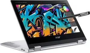 Acer  Spin 311-2H 11.6" 2-in-1 Touchscreen Chromebook (Intel 4-Core Celeron N4000, 64GB eMMC, 4GB RAM, Stylus, Webcam, IPS) Flip Convertible Home & Education Laptop, IST Computers Pen, Chrome OS