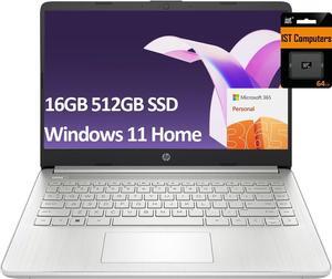 HP 14" Ultra-Light Laptop for Student & Home (Narrow-Bezel Display, Intel Pentium N5030, 16GB RAM, 512GB SSD, 1-Year Office 365) 11-Hr Long Battery Life, Webcam, Wi-Fi, IST Card, Win 11 Home, Silver