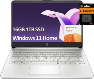 HP 14" Ultra-Light Laptop for Student & Home (Narrow-Bezel Display, Intel Pentium N5030, 16GB RAM, 1TB SSD, 1-Year Office 365) 11-Hr Long Battery Life, Webcam, Wi-Fi, IST Card, Win 11 Home, Silver