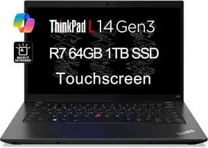 Lenovo ThinkPad L14 Gen 3 Business Laptop (14" FHD Touchscreen, AMD Ryzen 7 5825U, 64GB RAM, 1TB SSD, 8-Core (Beats i7-1165G7)), Backlit, 1080p RGB Webcam, Ethernet, Wi-Fi 6, Win 11 Pro w/ AI Copilot