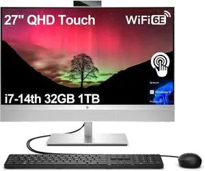 HP EliteOne 870 G9 All-in-One AIO Business Desktop Computer (27" 2K Touchscreen, Intel 20-Core i7-14700, 32GB DDR5, 1TB SSD) Wi-Fi 6E, BO Audio, 5MP Webcam, KB&Mouse, Wolf Security, Win 11 Pro,2025
