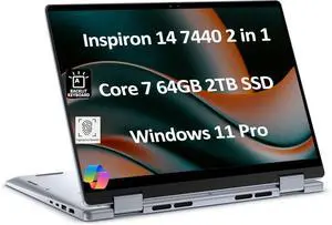 Dell Inspiron 14 7440 2-in-1 Business Laptop (14" FHD+ Touchscreen, Intel 10-Core 7 150U (> i7-1355U), 32GB RAM, 2TB SSD) Backlit Keyboard, Fingerprint Reader, FHD Webcam, Win 11 Pro w/AI Copilot