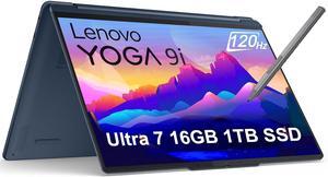 Lenovo Yoga 9i 2-in-1 Business Laptop (14" QHD 120Hz Touchscreen, Intel 16-core Ultra 7 155H, 16GB RAM, 1TB SSD, Arc Graphics, Stylus) Backlit, FP Reader, IR Webcam, B&W Audio, Win 11 Home, 2025