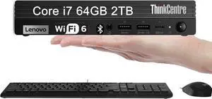 Lenovo ThinkCentre M70q Gen 5 Tiny Business Desktop PC (Intel 20-Core i7-14700T, 64GB DDR5 RAM, 2TB PCIe SSD, UHD Graphics 770) MFF, Mini PC, DisplayPort, Wi-Fi, Ethernet, Bluetooth, Win 11 Pro,2025