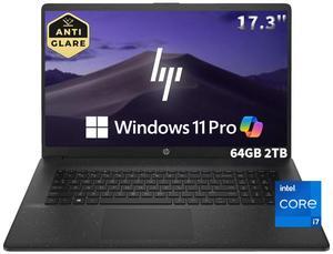 HP 17 Laptop (17.3" HD+ Anti-Glare, Intel 10-Core i7-1255U, 64GB RAM, 2TB SSD) for Business, Home, Students, Long Battery Life, Narrow Bezel, HDMI, Webcam, Wi-Fi, Fast Charge, Win 11 Pro, Black
