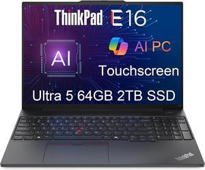 Lenovo ThinkPad E16 Gen 2 Business AI PC Laptop (16" FHD+ Touchscreen, Intel 12-Core Ultra 5 125U, 64GB DDR5 RAM, 2TB SSD) Backlit KB, Fingerprint Reader, Webcam, Wi-Fi 6E, Ethernet, Win 11 Pro, 2025
