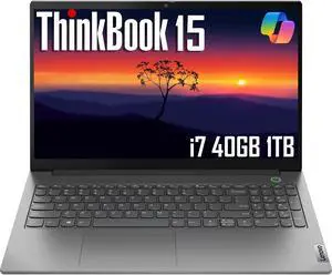 Lenovo ThinkBook 15 Gen 4 Business Laptop (15.6" FHD Anti-Glare, Intel 10-Core i7-1255U, 40GB RAM, 1TB SSD), FHD Webcam, Narrow Bezel, Fingerprint Reader, Wi-Fi 6, Ethernet, Win 11 Pro, Grey