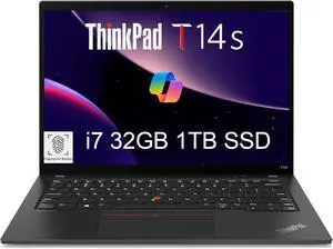 Lenovo ThinkPad T14s Business Laptop (14" FHD+ Anti-Glare, Intel 14-Core i7-1370P vPro, 32GB DDR5 RAM, 1TB SSD), 2x Thunderbolt 4, Fingerprint Reader, Backlit, 5MP RGB IR Webcam, Win 11 Pro w/ Copilot