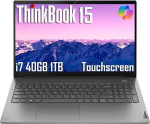 Lenovo ThinkBook 15 Gen 4 Business Laptop (15.6" IPS FHD Touchscreen, Intel 10-Core i7-1255U, 40GB RAM, 1TB SSD), FHD Webcam, Narrow Bezel, Backlit, Fingerprint, Thunderbolt 4, Win 11 Pro, Grey Lenovo ThinkBook 15 Gen 4 Business Laptop (15.6" IPS FHD Touchscreen, Intel 10-Core i7-1255U, 40GB RAM, 1TB SSD), FHD Webcam, Narrow Bezel, Backlit, Fingerprint, Thunderbolt 4, Win 11 Pro, Grey