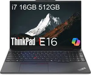 Lenovo ThinkPad E16 Business Laptop (16" FHD+ Anti-glare, Intel 13th Gen 10-Core i7-1355U, 16GB RAM, 512GB SSD), Backlit, Fingerprint Reader, FHD Webcam, Ethernet, Wi-Fi 6, Win 11 Pro, Black