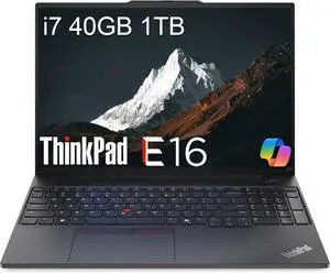 Lenovo ThinkPad E16 Business Laptop (16" FHD+ Anti-Glare, Intel 10-Core i7-1355U, 40GB RAM, 1TB SSD), Backlit, Fingerprint, 1080p Webcam w/Shutter, Thunderbolt 4, Ethernet, Win 11 Pro w/ AI Copilot